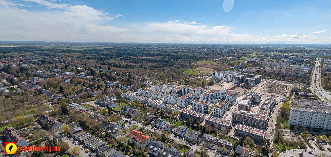 21.04.2023 - Luftbilder von der Baustelle Alexisquartier und Pandion Verde in Neuperlach